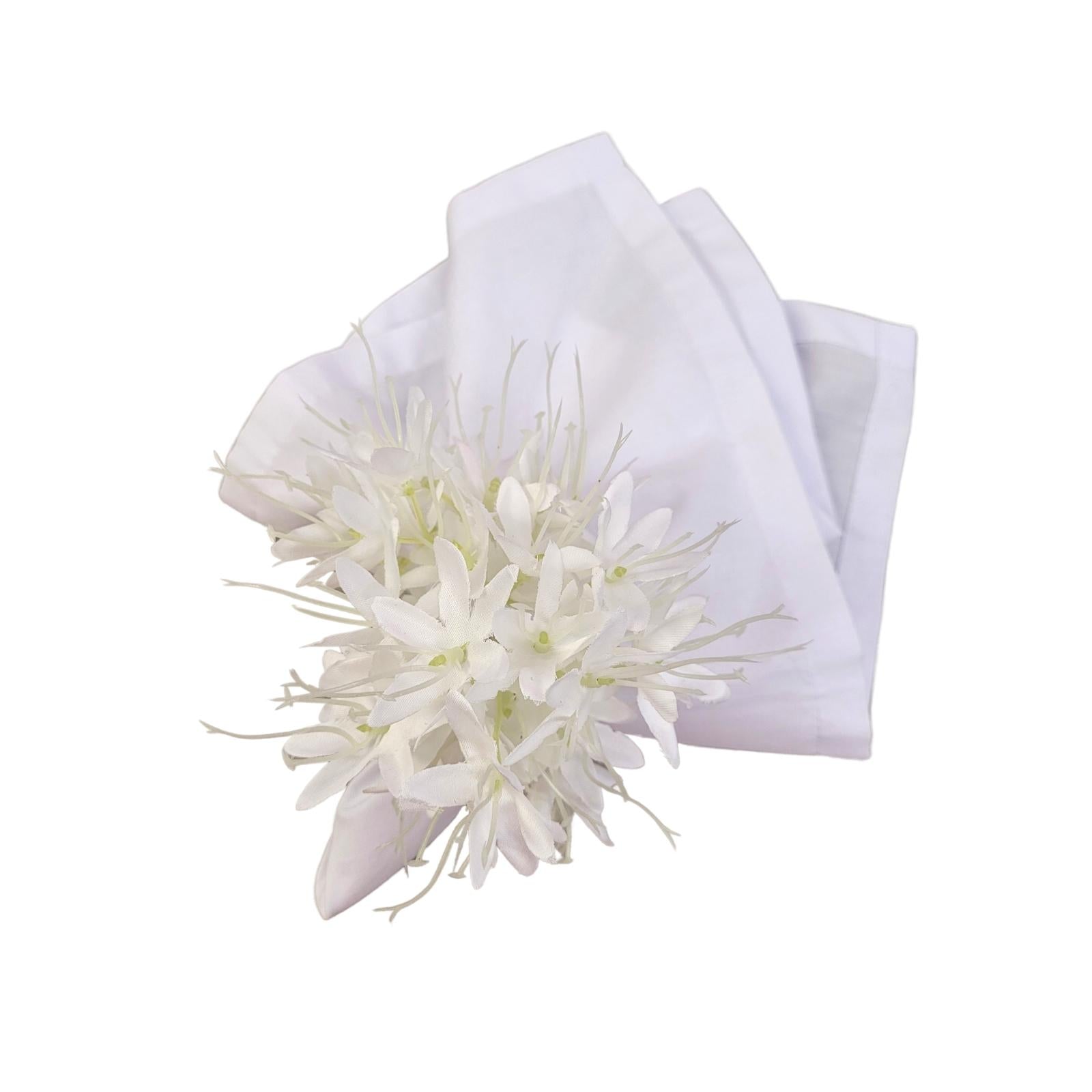 Set of 4 White Mini Lilies Flower Napkin Rings for party, wedding, birthday, celebration-2