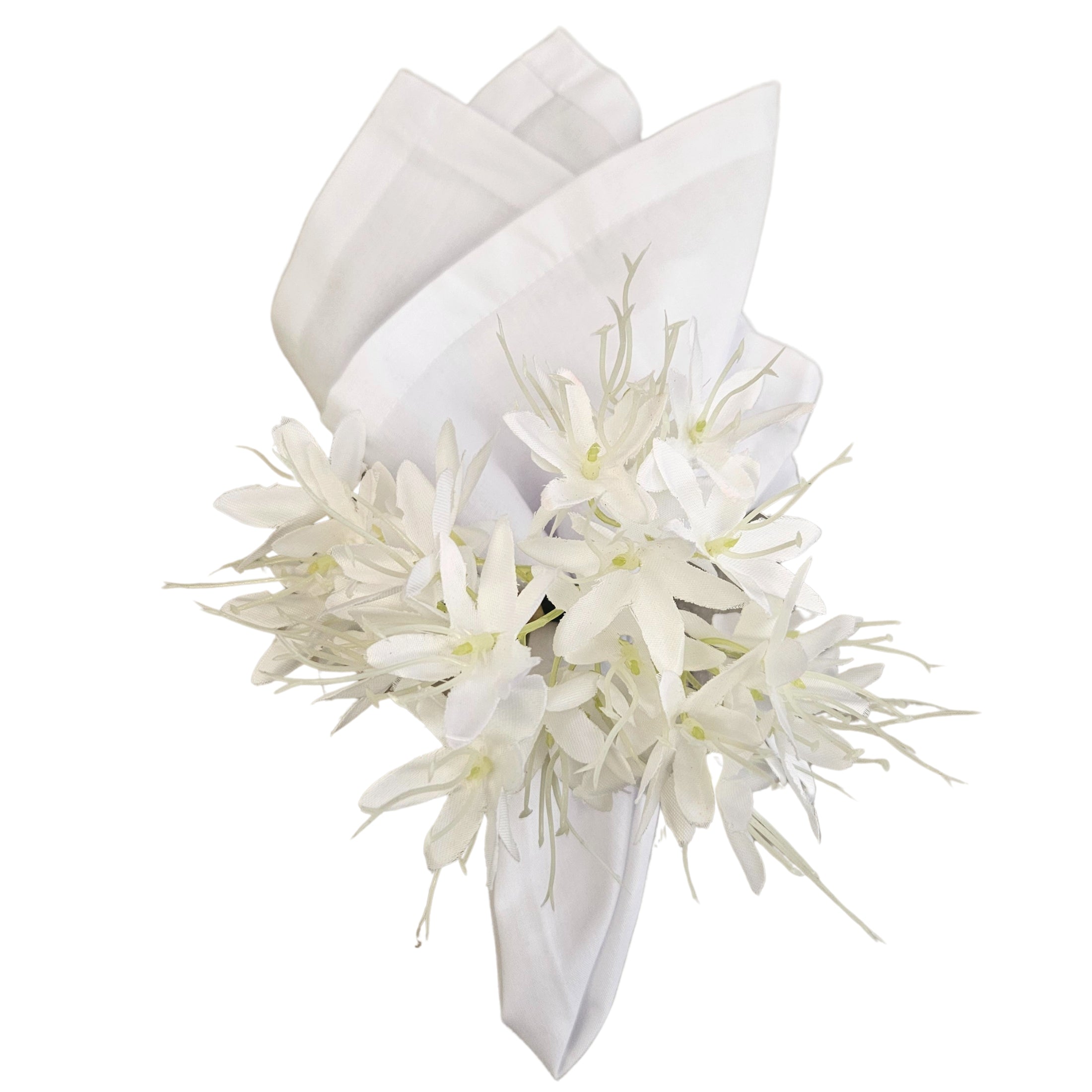 Set of 4 White Mini Lilies Flower Napkin Rings for party, wedding, birthday, celebration-0