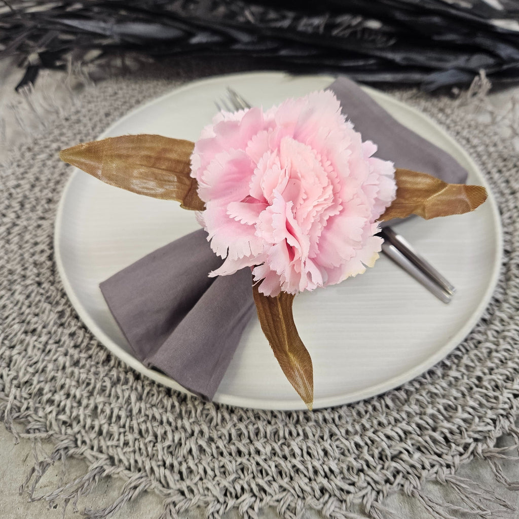 Maison Charlô | Set of 4 Rose Carnation Flower Napkin Rings for events, wedding, party, birthday-4