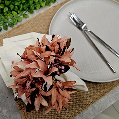 Maison Charlo Set of 4 Salmon Vintage Lilies Flower Celebration Napkin Rings-1