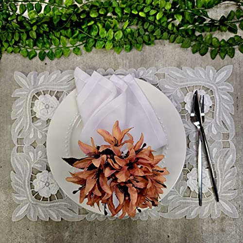 Maison Charlo Set of 4 Salmon Vintage Lilies Flower Celebration Napkin Rings-3