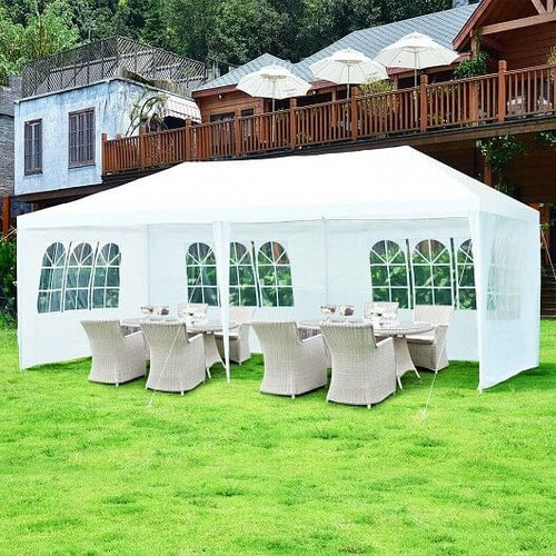 10 x 20 Feet 6 Sidewalls Canopy Tent with Carry Bag-White-1