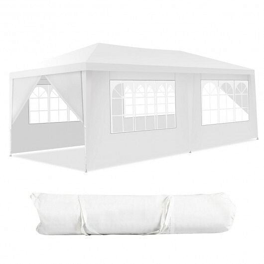 10 x 20 Feet 6 Sidewalls Canopy Tent with Carry Bag-White-4