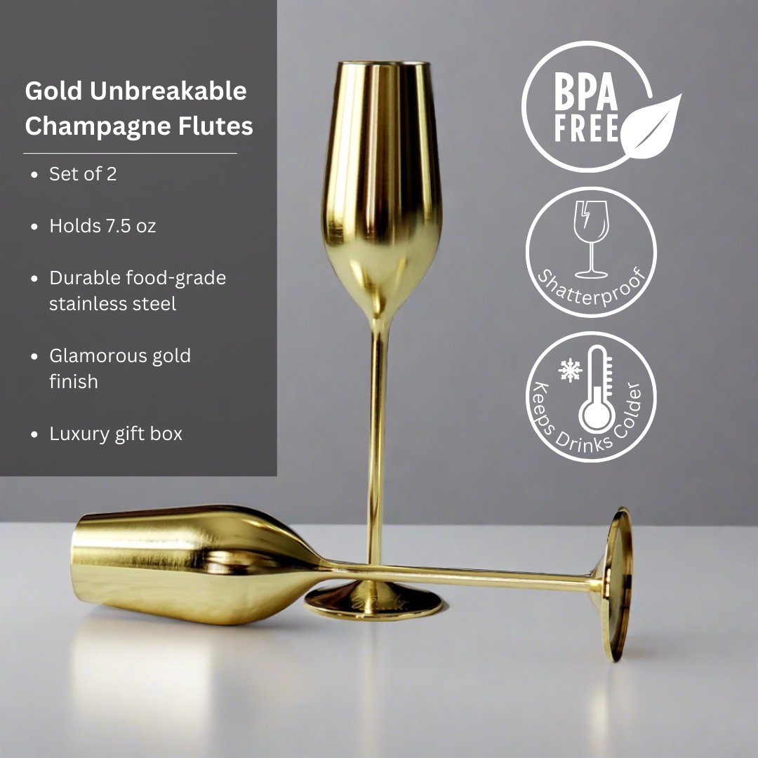 Gold Unbreakable Stainless Steel Flutes-3