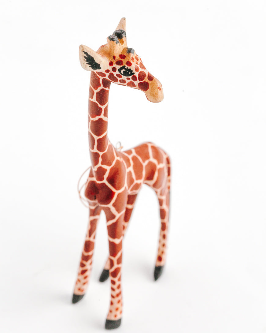 Hand-Carved Giraffe Ornament-1